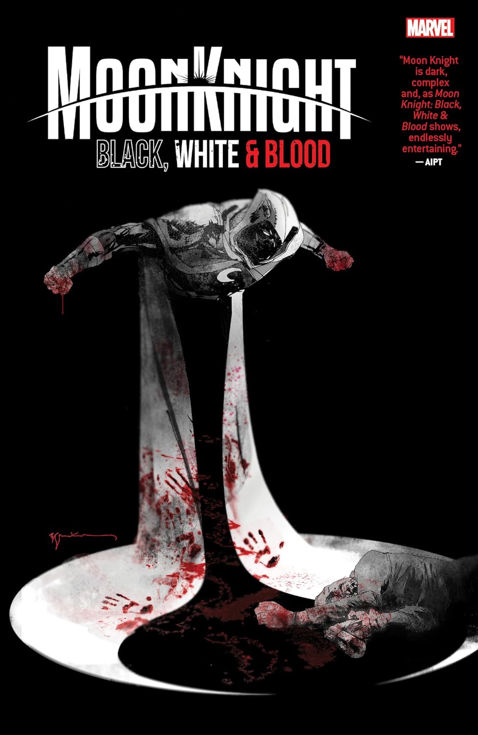 Chris Bachalo, Jonathan Hickman, Marc Guggenheim, Jim Zub, Ann Nocenti, Benjamin Percy, Stefano Raffaele, Murewa Ayodele, Nadia Shammas, Dotun Akande, Jorge Fornés, Vanessa R. Del Rey, David Pepose, Leonardo Romero, Chris Sotomayor, Patch Zircher, Erica Shultz, David Lopez, Djibril Morissette-Phan, Christopher Cantwell, Alex Lins, Dante Bastianoni, Paul Azaceta: Moon Knight: Black, White & Blood (GraphicNovel, 2022, Marvel)